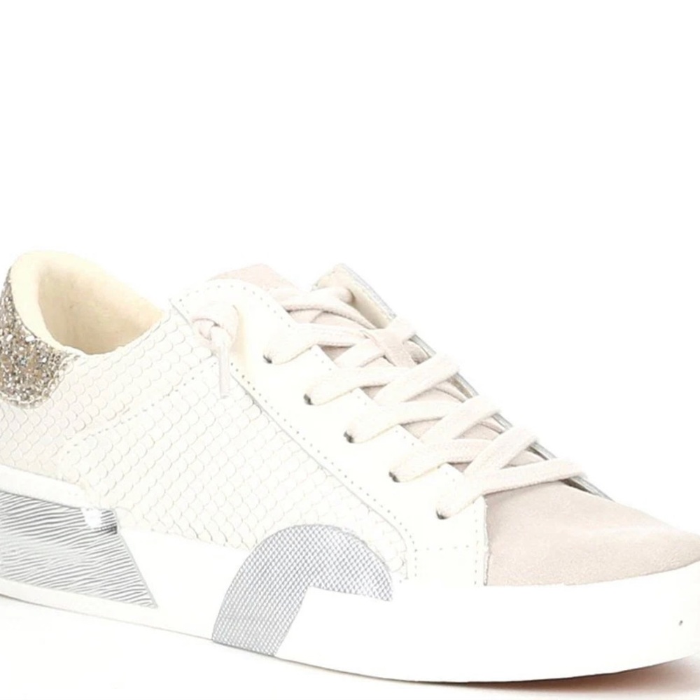 Zina Embossed Leather Metallic Accent Sneakers